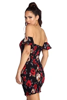 Smocked Over Florals Mini Dress