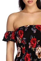 Smocked Over Florals Mini Dress