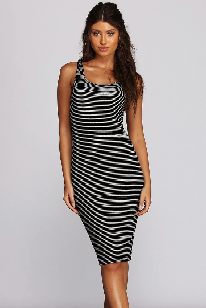 Strike Stripes Midi Dress