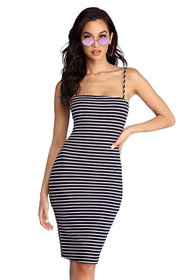 Sassy Stripes Midi Dress