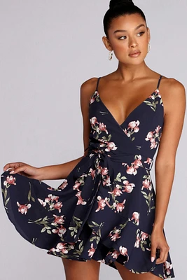 Wrapped Florals Skater Dress