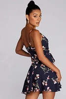 Wrapped Florals Skater Dress