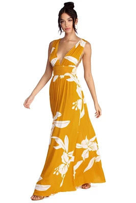 Take The Plunge Floral Maxi Dress