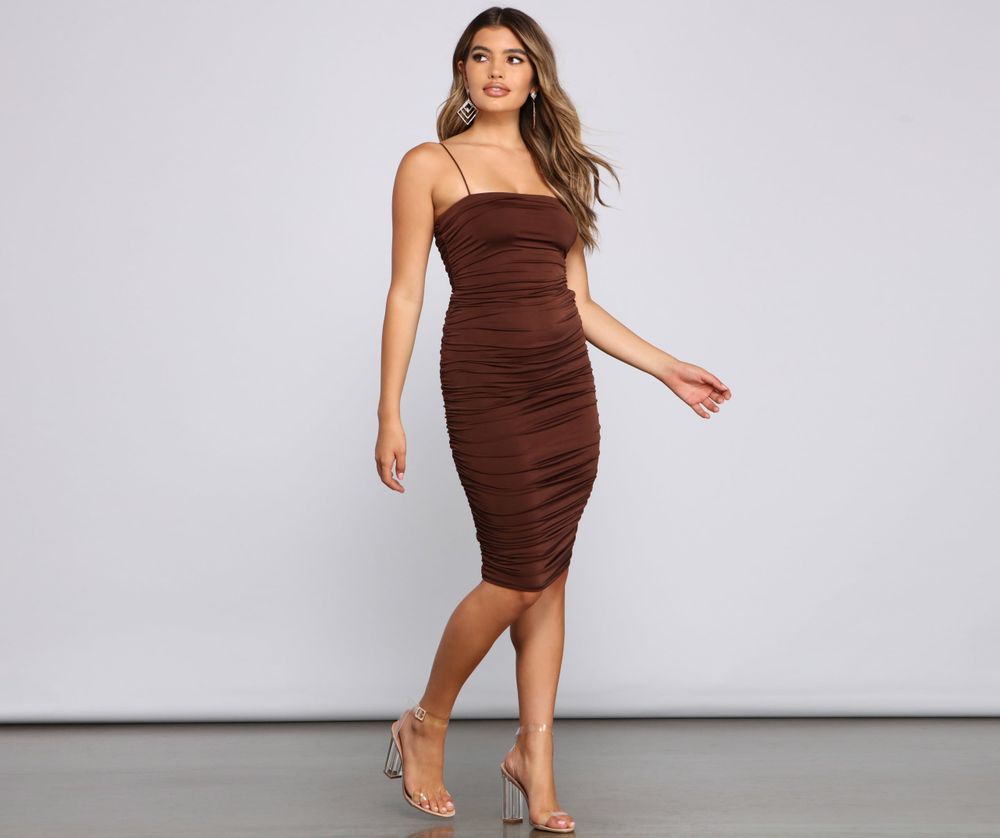 ruched midi dress windsor