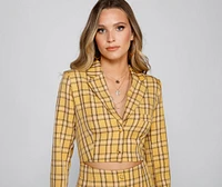 Get A Clue Plaid Blazer Dress