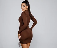Drawn To Glam Ruched Mini Dress