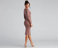 Cute As A Button V-Neck Midi Dress