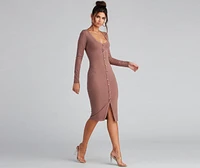 Cute As A Button V-Neck Midi Dress