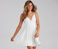 Let It Flow Crochet V-Neck Skater Dress