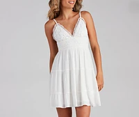 Let It Flow Crochet V-Neck Skater Dress