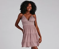 Let It Flow Crochet V-Neck Skater Dress