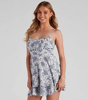 Finest Floral Tie-Back Skater Dress