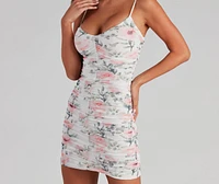 Playful Floral Mesh Mini Dress