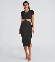 Thinking About Knit Cutout Midi Dress