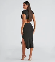 Thinking About Knit Cutout Midi Dress
