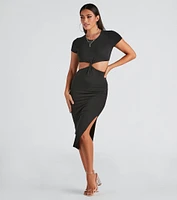 Thinking About Knit Cutout Midi Dress