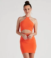 Struck By Sultry Halter Mini Dress