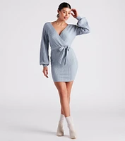 Cozy Cable Knit Tie-Front Mini Dress