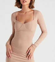 The Midi Long Sleeve Slit Dress