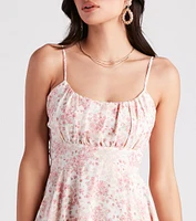 Sweet And Cute Floral Ruffle Short Dress