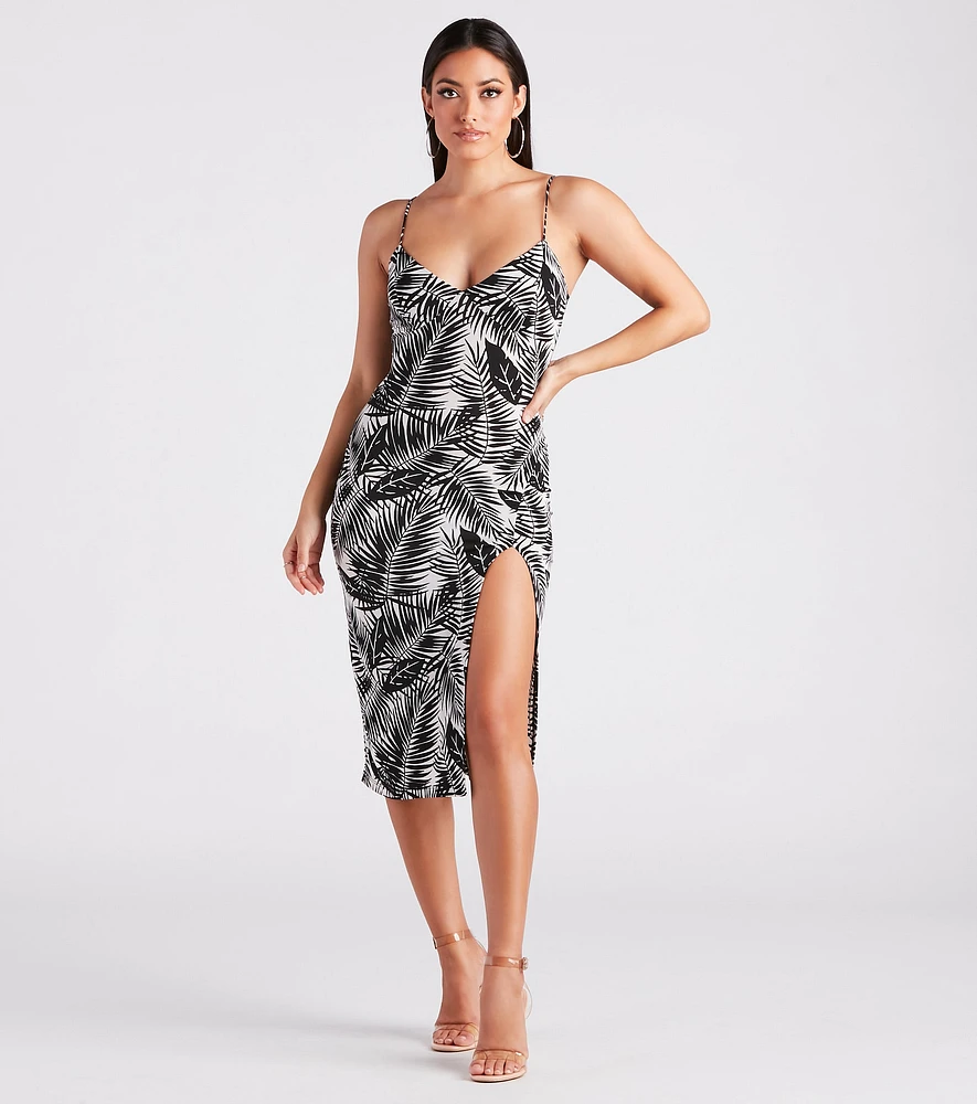 Somewhere Tropical V-Neck Midi Dress