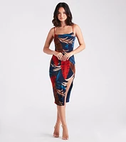 Time To Unwind Tropical Slit Midi Dress