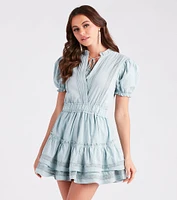 Chic Summer Days Ruffled Cotton Skater Dress