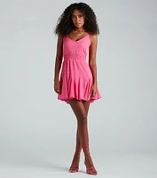 Shine All Way Metallic Woven Skater Dress