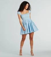 Sunny Days Square Neck Tie-Back Skater Short Dress