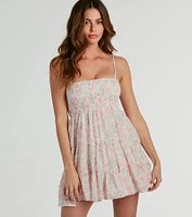 Lively Elegance Smocked Floral Babydoll Dress