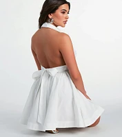 Sunny Afternoons Collar Open Back Skater Dress