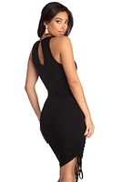 Ruche To My Side Midi Dress