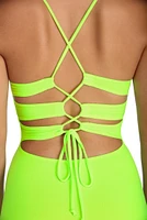 Lace Up Neon Mini Dress