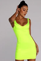 Electric Moves Satin Mini Dress