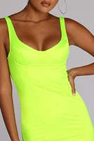 Electric Moves Satin Mini Dress