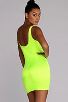 Electric Moves Satin Mini Dress