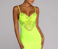 Lace Night Scene Satin Mini Dress