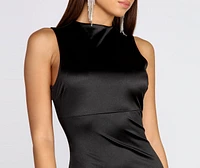 Sleek Satin Sleeveless Mini Dress