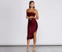 Belted Beauty Ruched Midi Dress