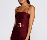Belted Beauty Ruched Midi Dress