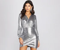 Metallic Minx Wrap Mini Dress