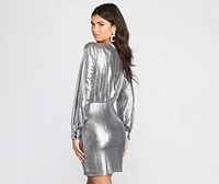 Metallic Minx Wrap Mini Dress