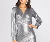 Metallic Minx Wrap Mini Dress