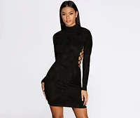 Lace Up Suede Mini Dress