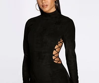 Lace Up Suede Mini Dress
