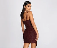Glitter Wrap Knit Mini Dress