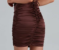 Major Lace Appeal Ruched Satin Mini Dress