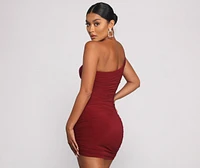 Such A Stunner One Shoulder Ruched Mini Dress
