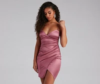 Wrapped Sleek Satin Mini Dress
