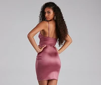 Wrapped Sleek Satin Mini Dress